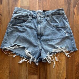 Levi's Light Blue Distressed High-Rise Denim MOM Shorts